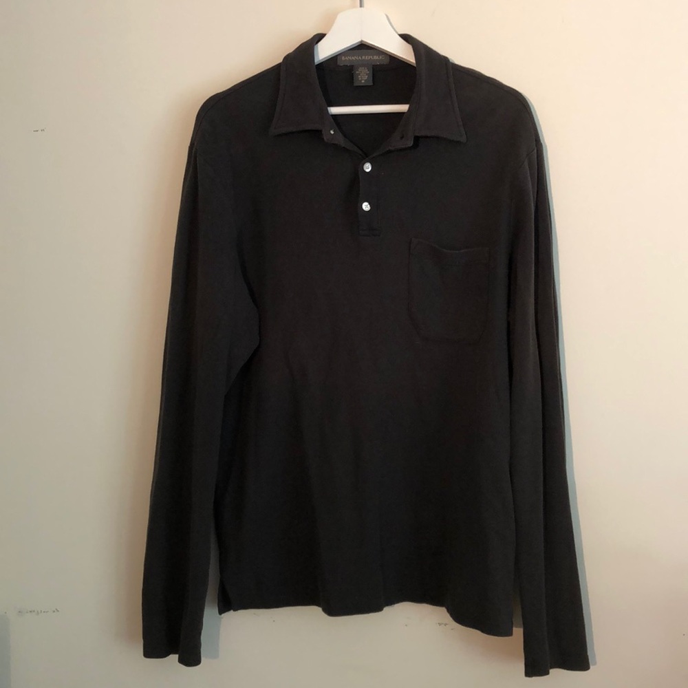Banana Republic long sleeve polo black, size M